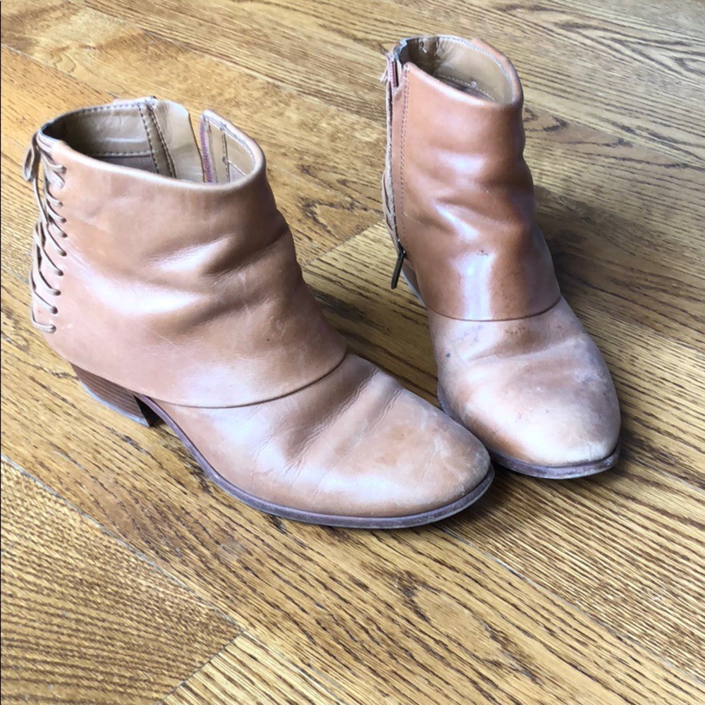 Sam Edelman lace back ankle booties tan